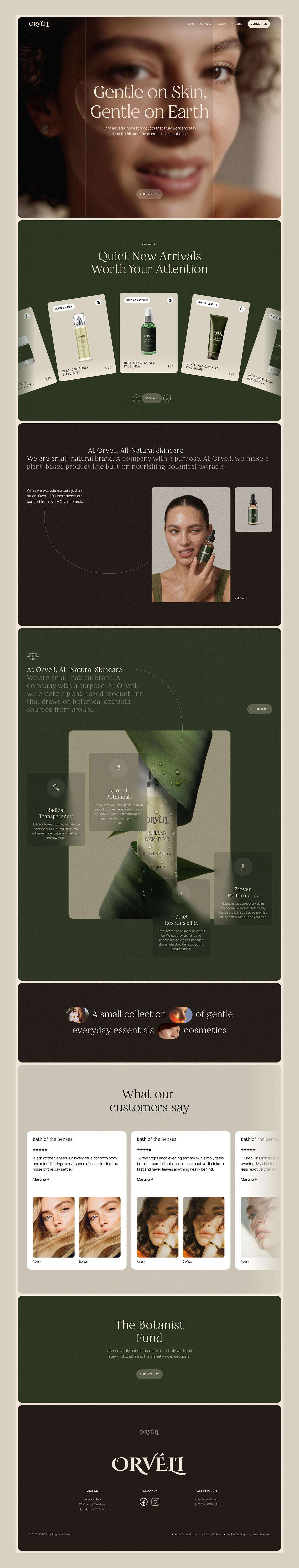 Orvéli Organic Skincare Website Design | Beauty E-commerce UI Image 3