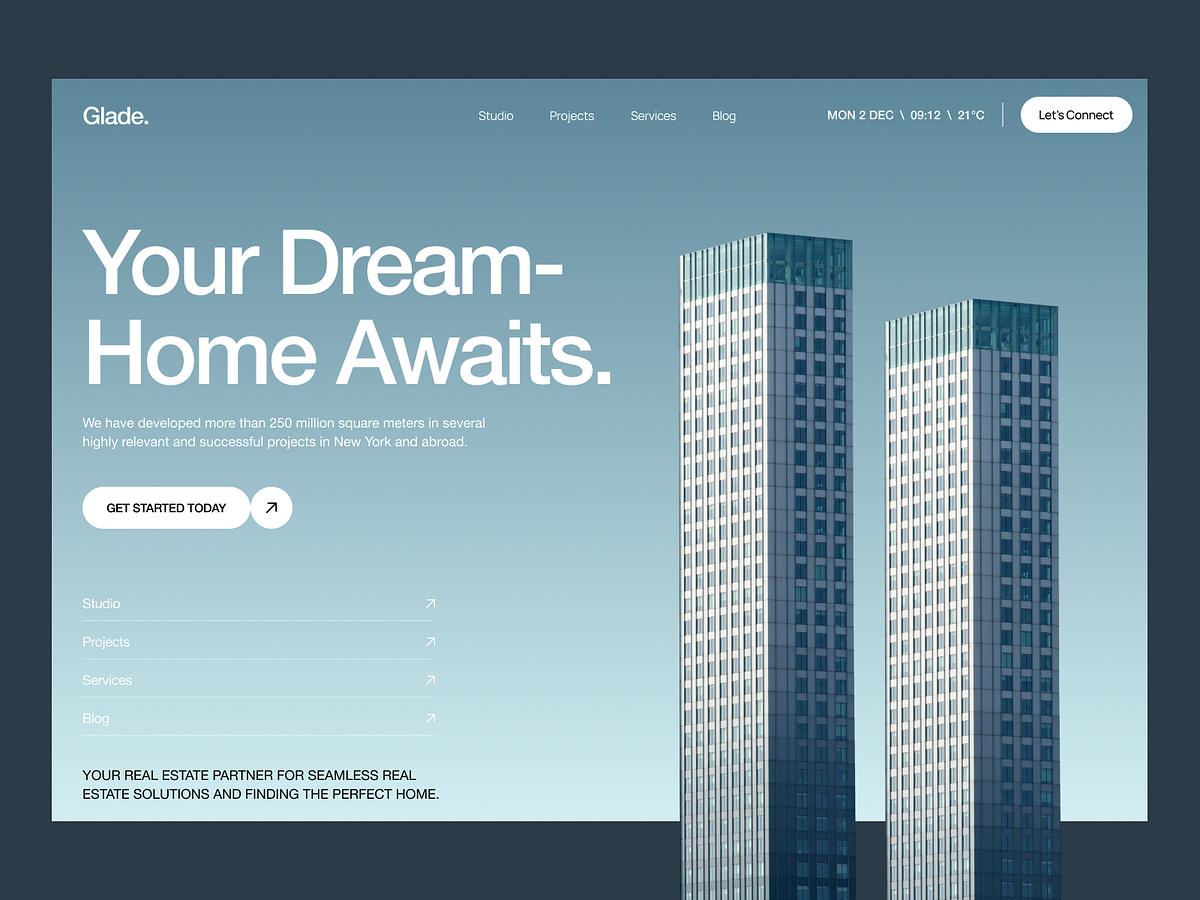 Glade – Modern Real Estate Website Design Image 1