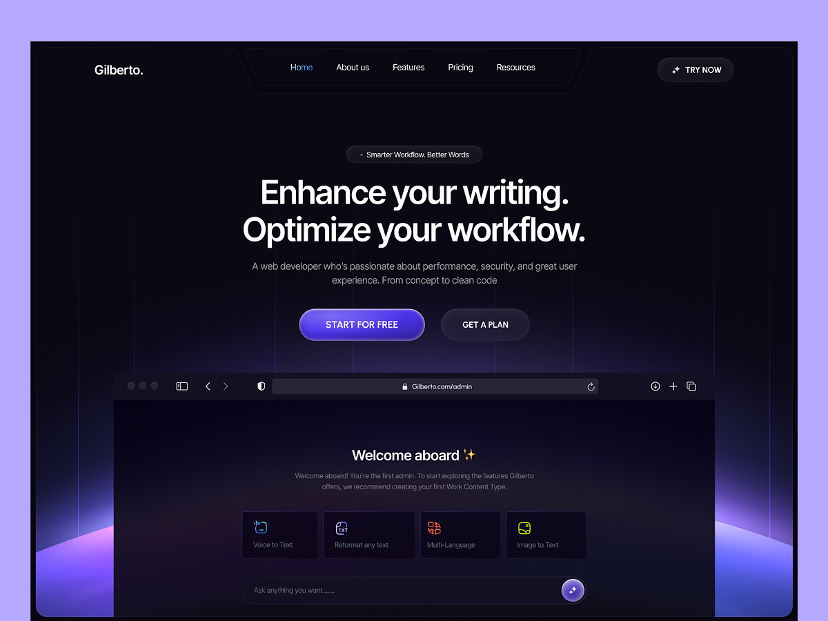Gilberto - Modern SaaS and AI Business Website