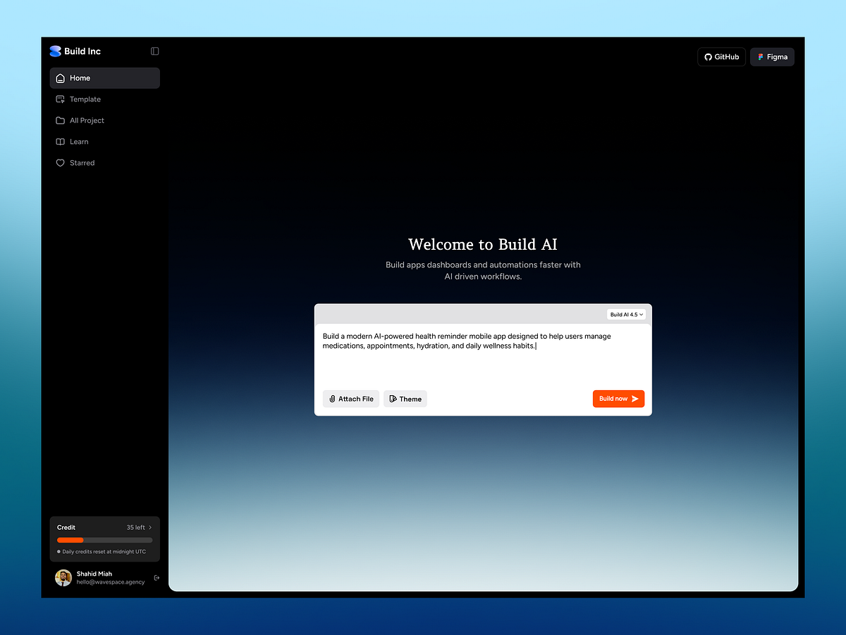 Build AI – Vibecoding Platform UI