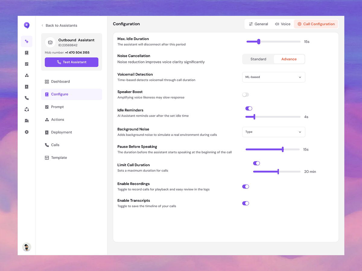 CallAI- Call Configuration Dashboard