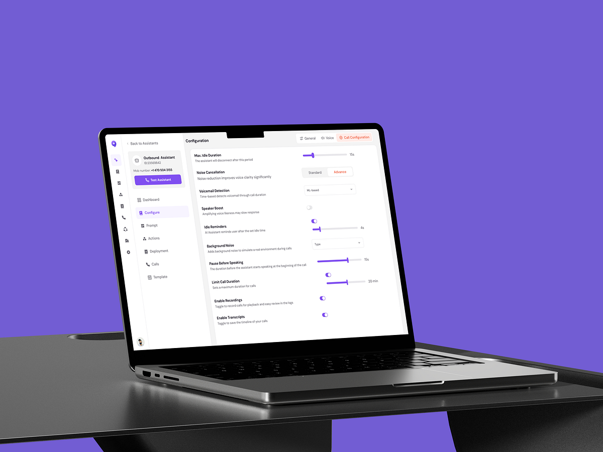 CallAI- Call Configuration Dashboard Image 1