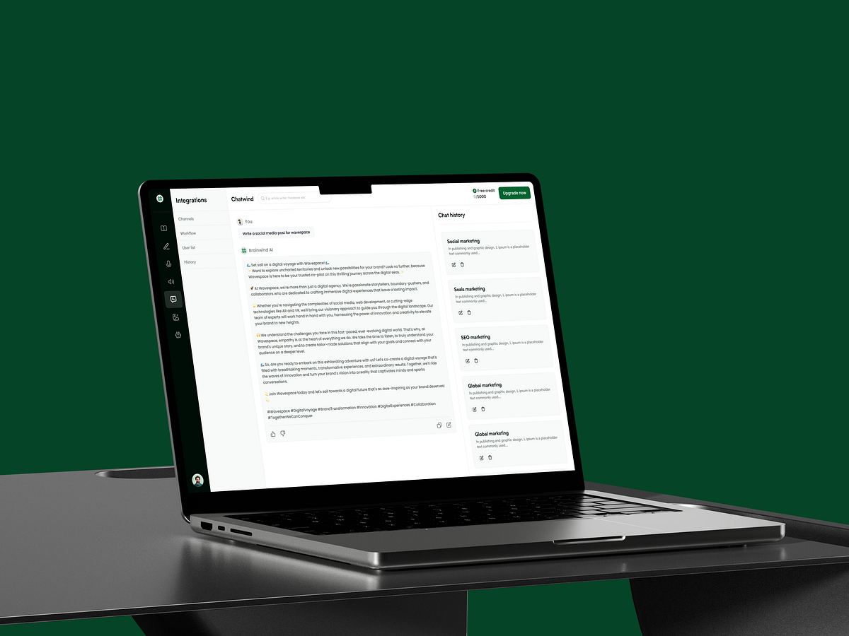 BrainwindAI - AI copywriting Dashboard Image 1