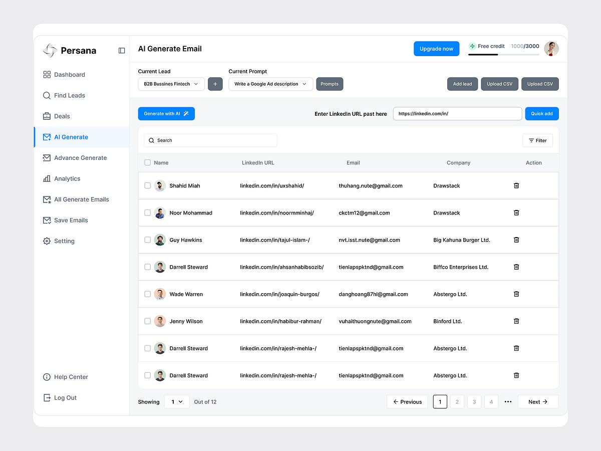 Persana - AI-Generated Email Platform