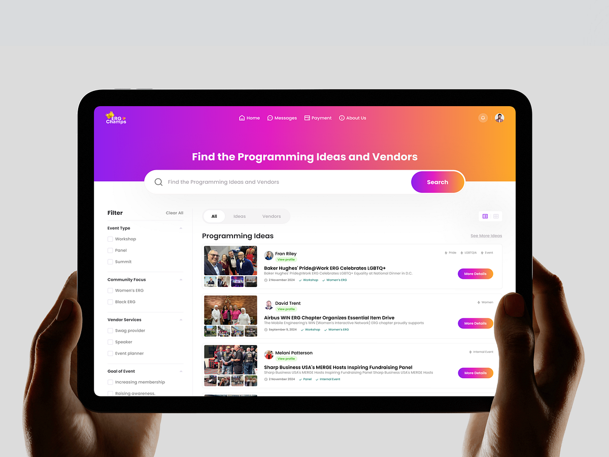 Programming Ideas & Vendor Discovery Platform Image 1