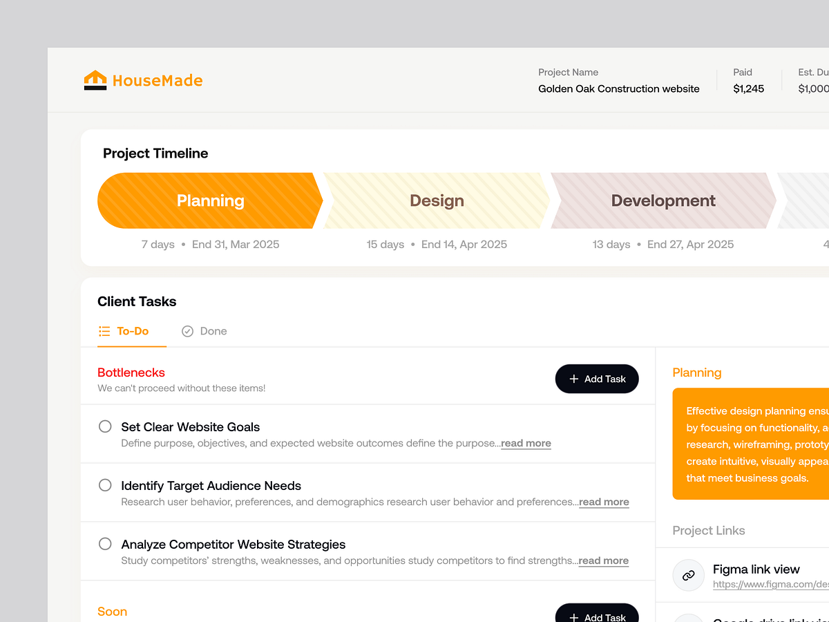 HouseMade - Real Estate Construction Management Dashboard Image 1