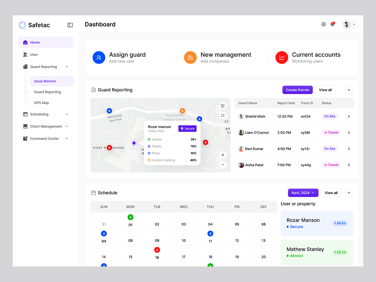 Safetec - Advanced Security Tracking Dashboard