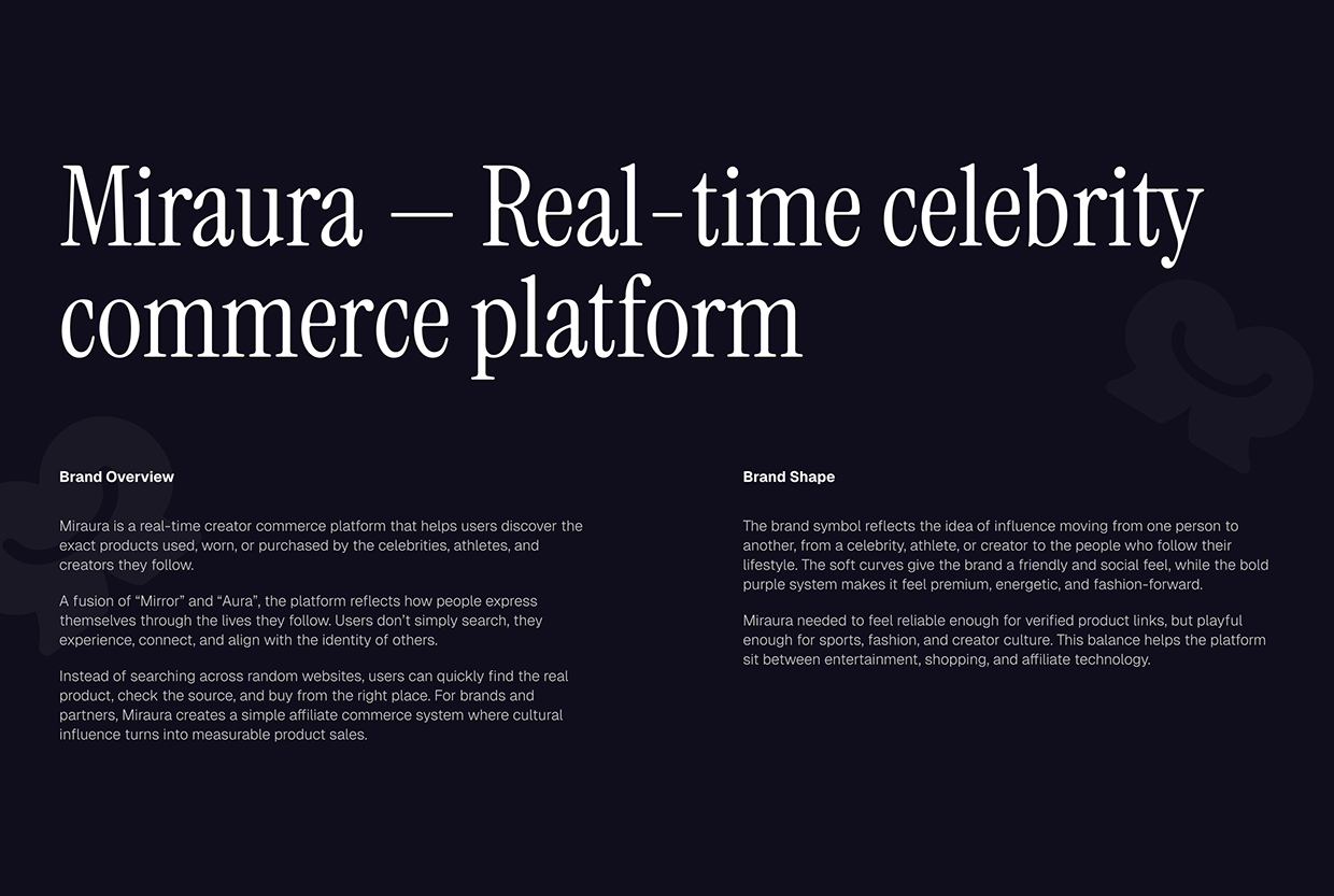 Miraura - Brand Identity Design for Creator Commerce Image 1