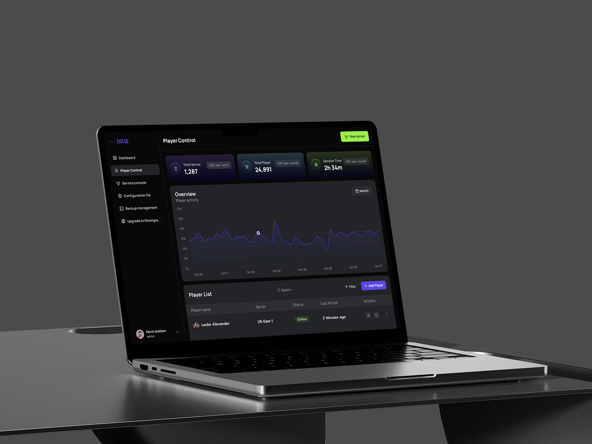 EXIT GG - Game Server Management Dashboard Image 1