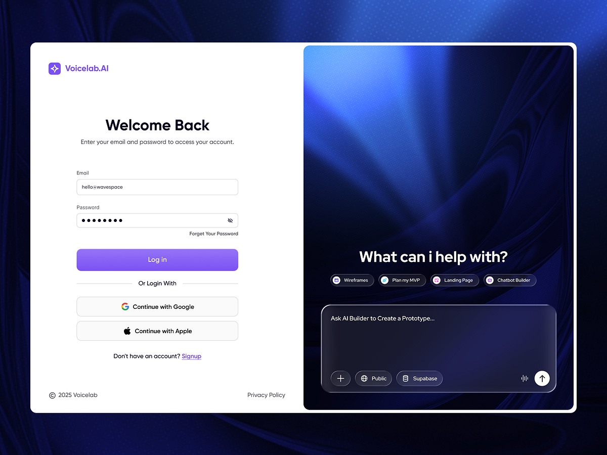 Voicelab Sign-up Interface