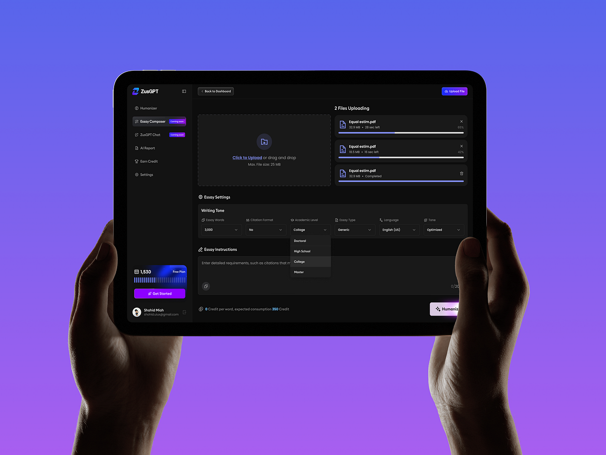 ZusGPT - AI Copywriting SaaS Dashboard UI Image 0