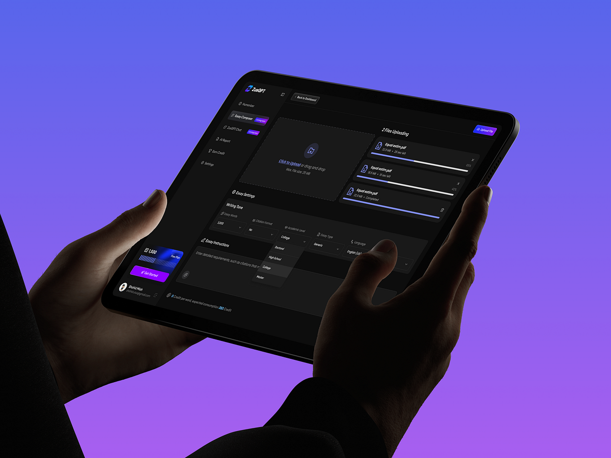 ZusGPT - AI Copywriting SaaS Dashboard UI Image 1