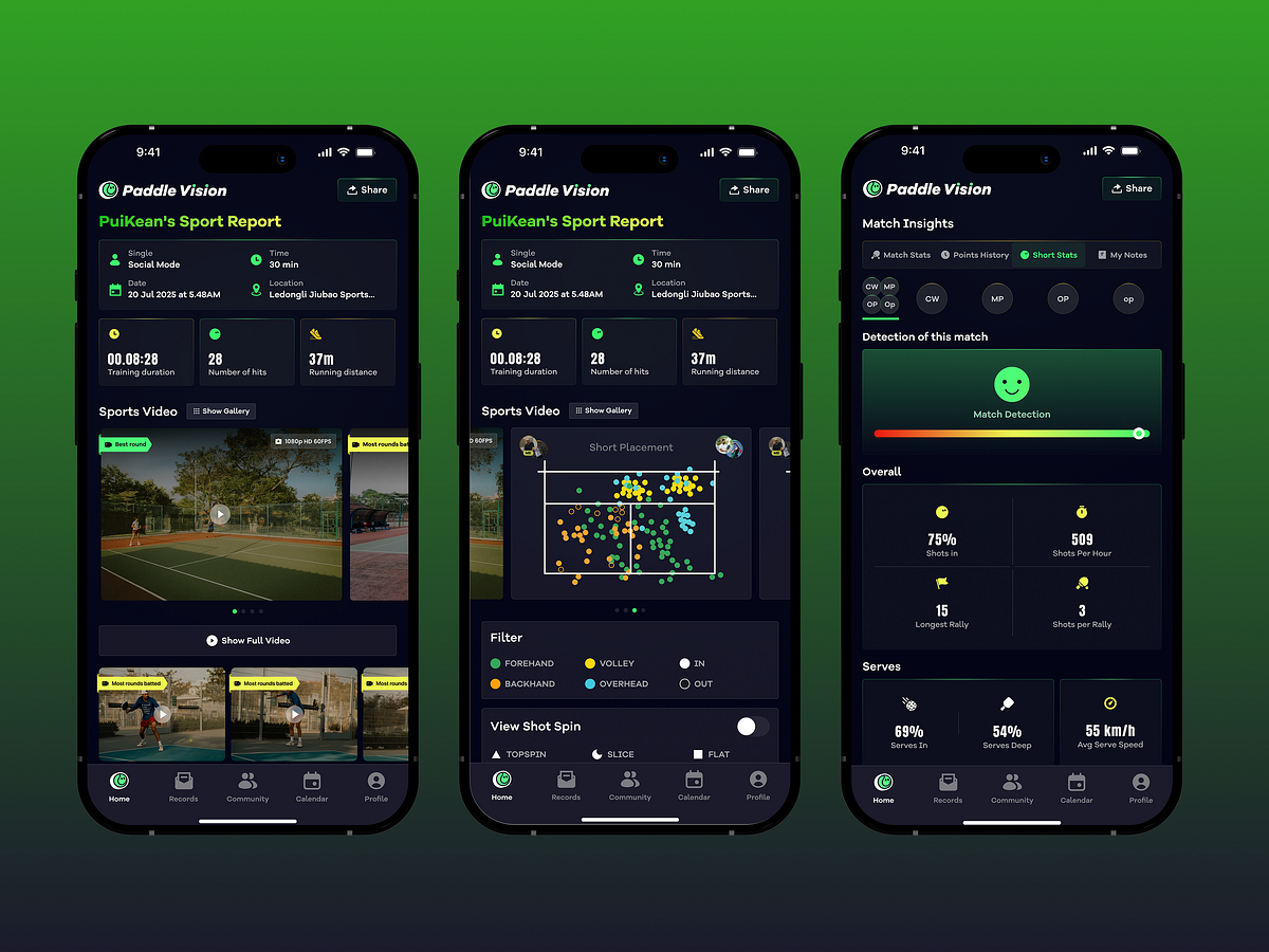 Paddle Vision - Sports Match Analytics App Design