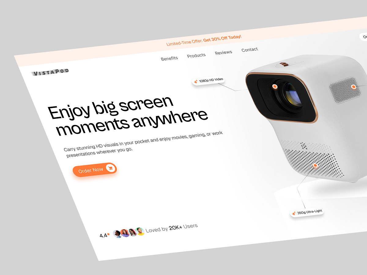 Mini Projector Product Website - Hero Section | Single Product Image 0