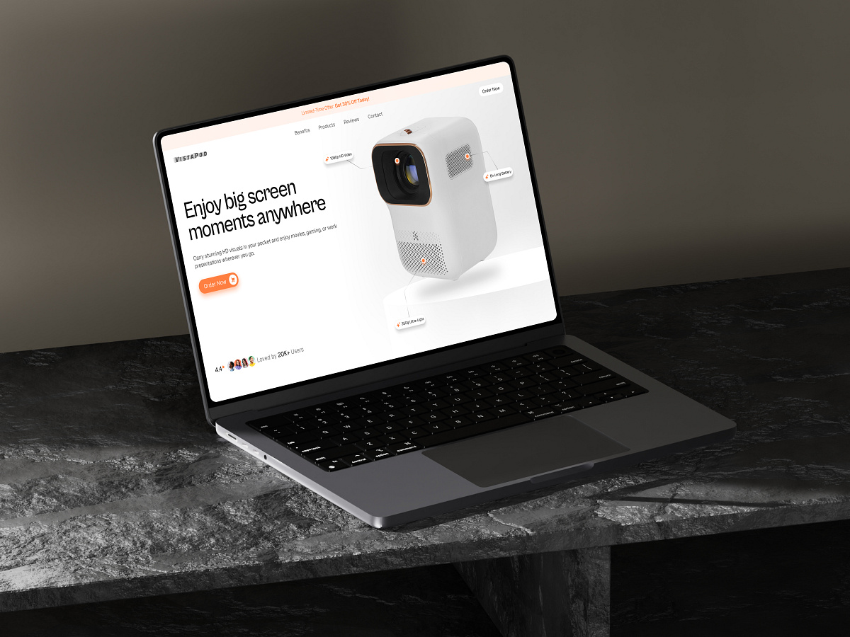 Mini Projector Product Website - Hero Section | Single Product Image 1