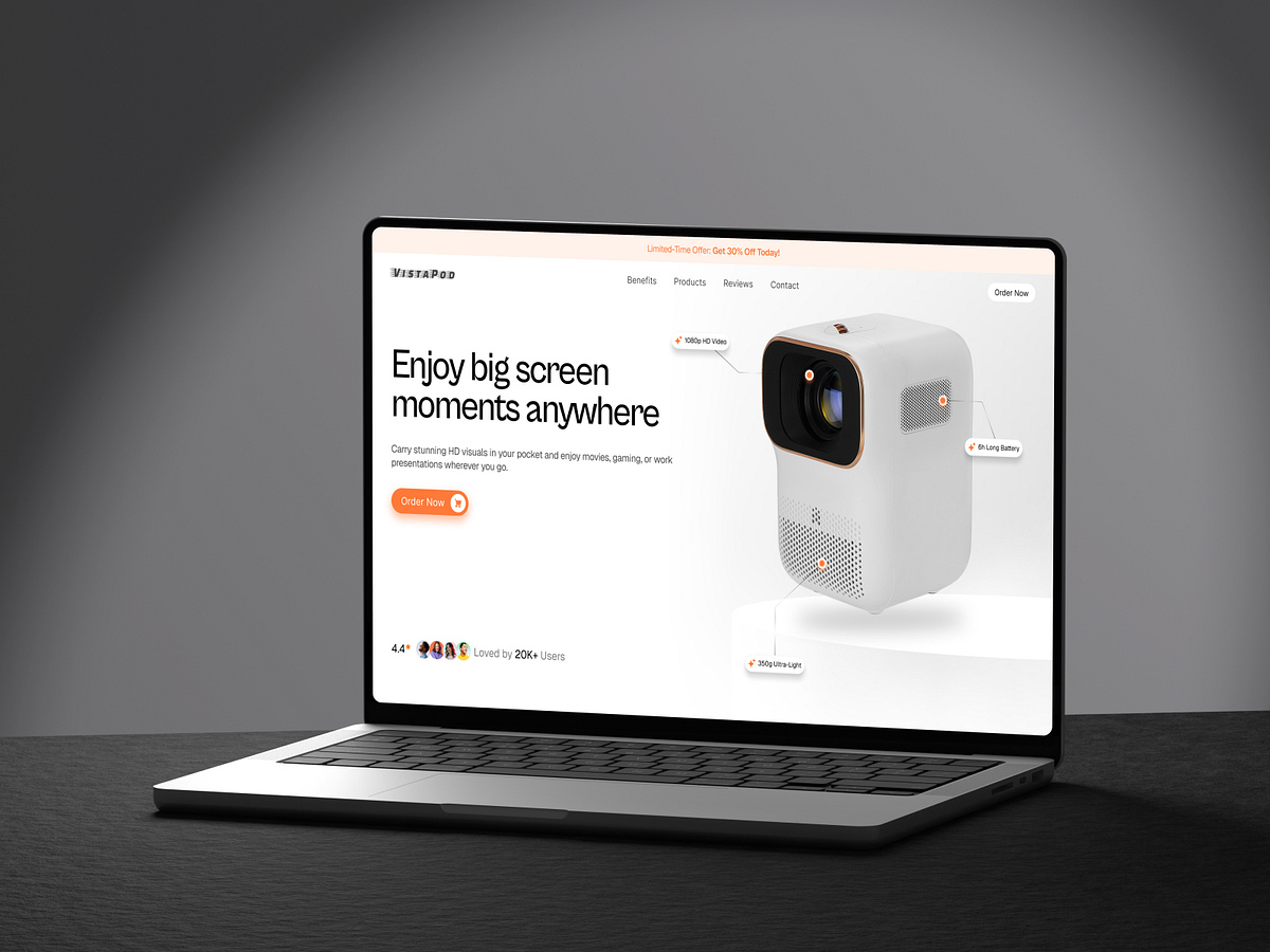 Mini Projector Product Website - Hero Section | Single Product Image 2