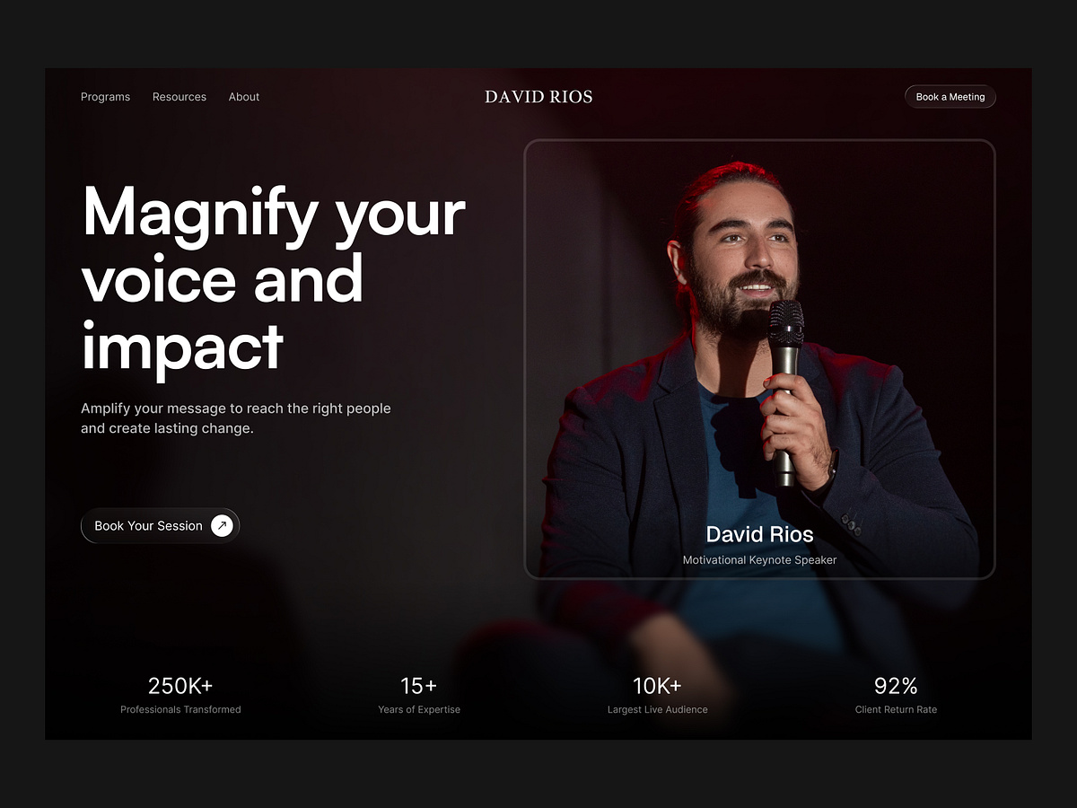 Motivational Speaker Website | Personal Website | Hero Section Image 4