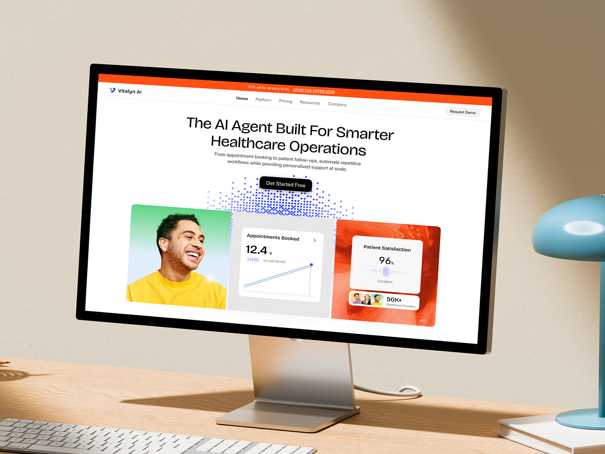 Healthcare AI Agent SaaS Website Hero Section | Medical SaaS Image 1