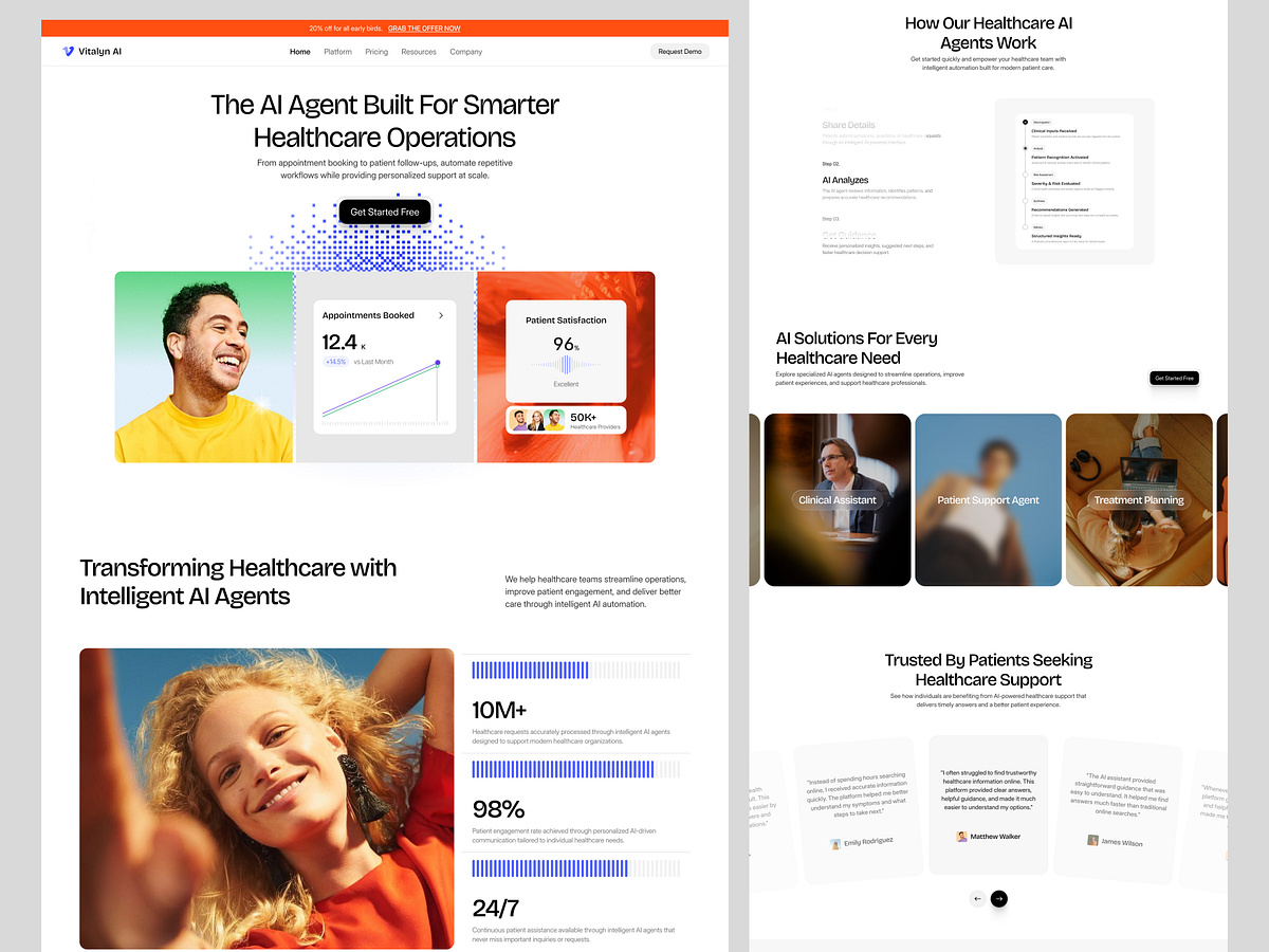Healthcare AI Agent SaaS Website Landing Page | Medical SaaS