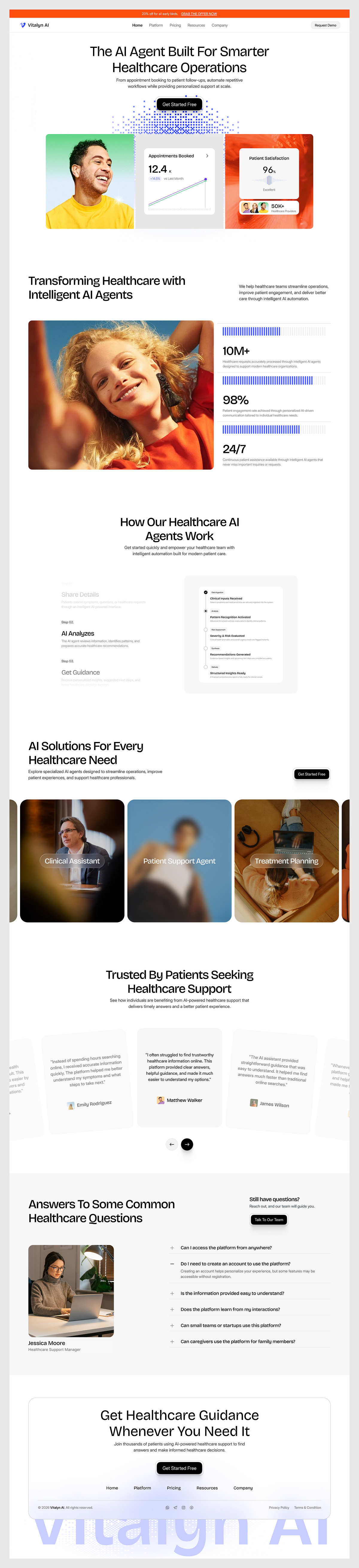 Healthcare AI Agent SaaS Website Landing Page | Medical SaaS Image 1