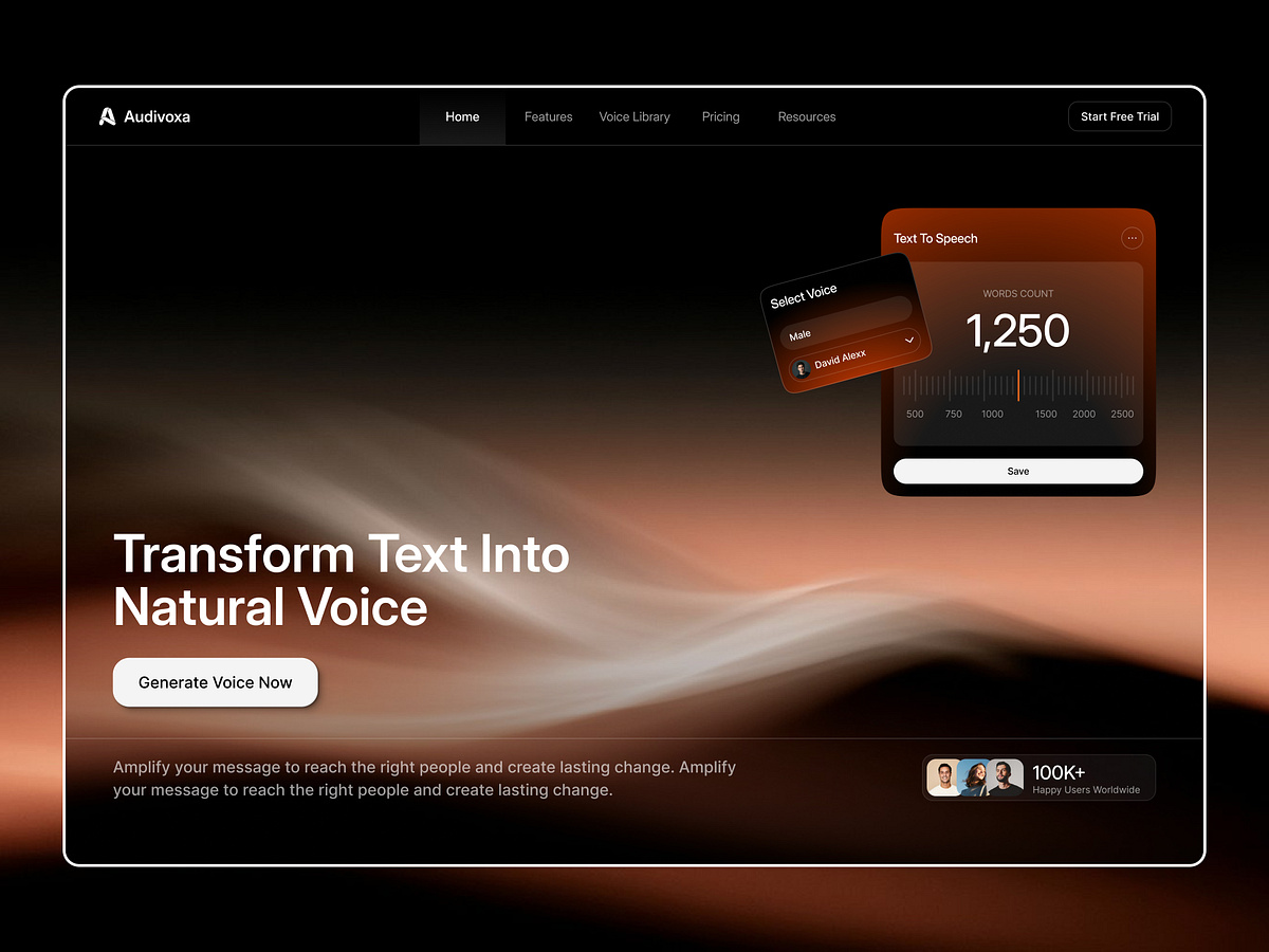 AI Voice Generator & Text to Speech Website Hero Section