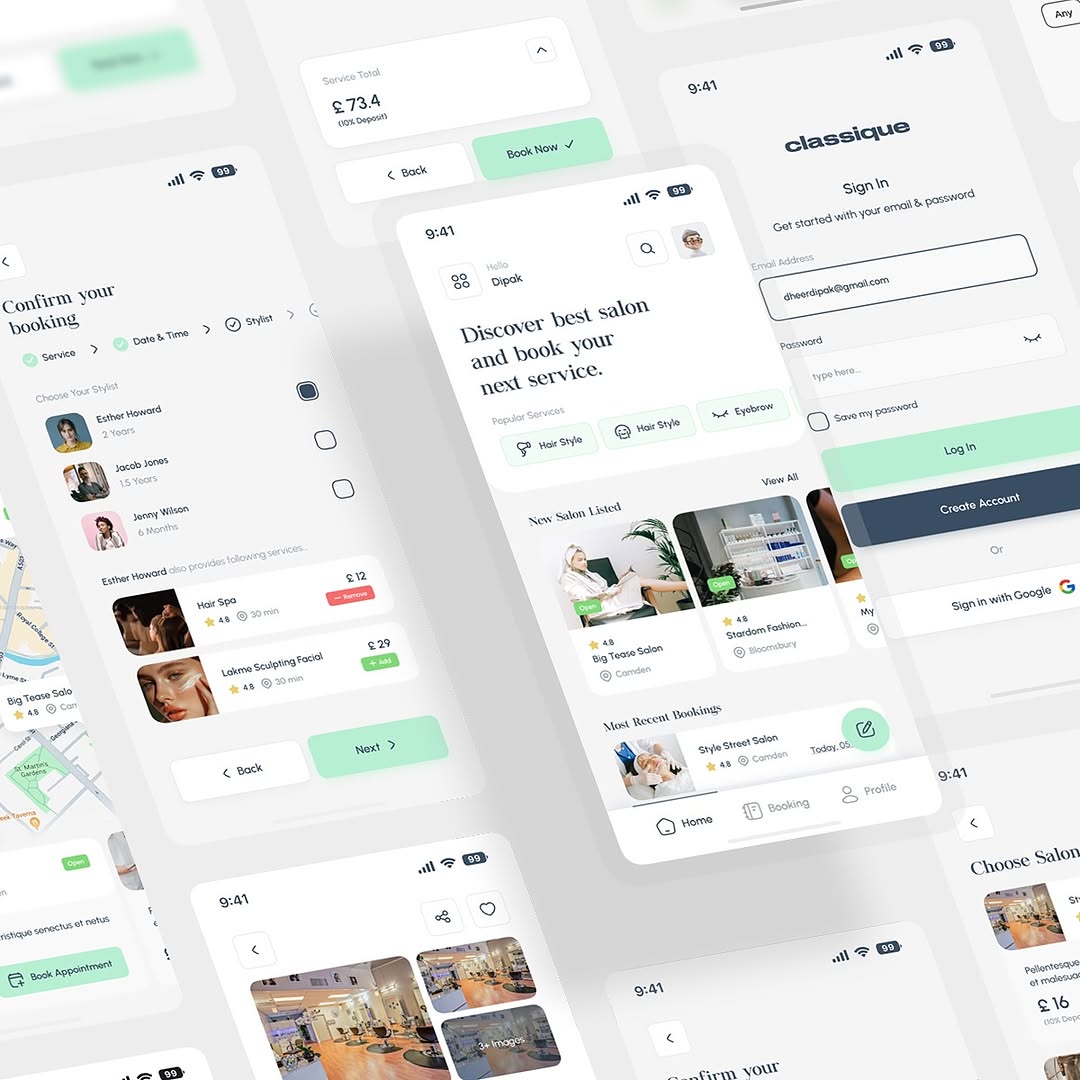 Beauty Salon Appointment Booking App Design