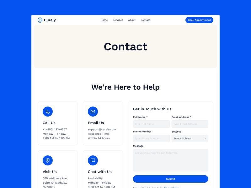 Curely — Health Care Website