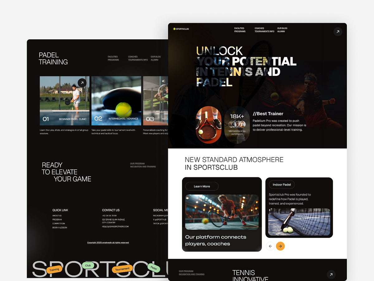 Tennis SportsClub Website Design