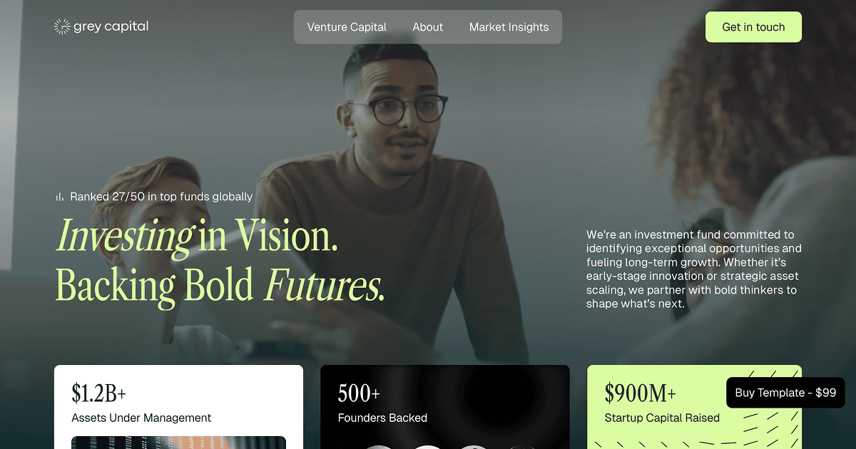 Grey Capital — Investment Fund Website Template for Framer