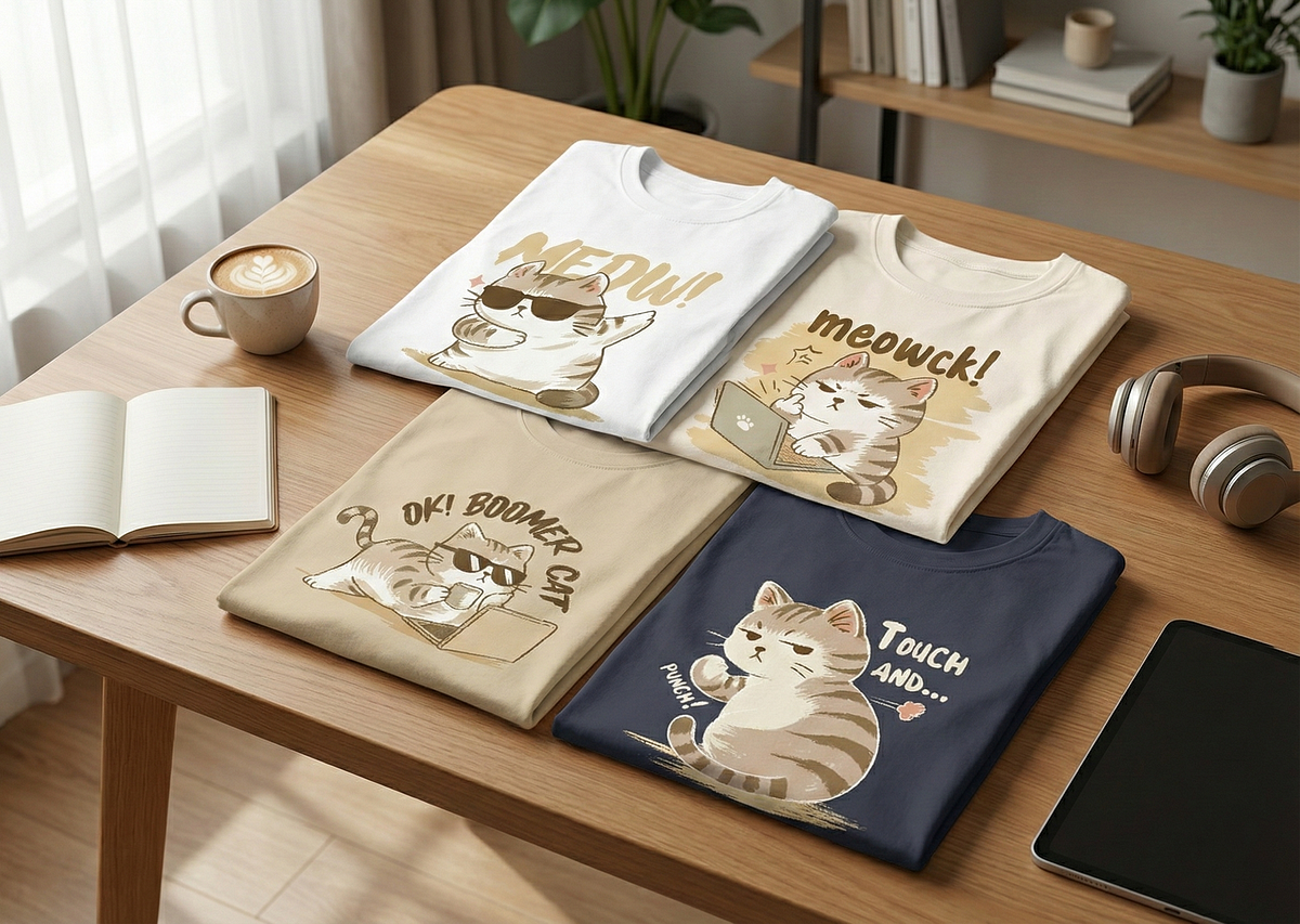Cat Mood T-Shirt Illustration Collection Image 3