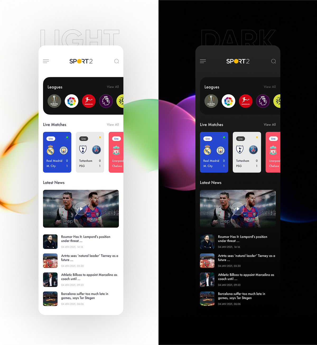 Sport 2 - Football Live Score Sports App | UI UX Design Image 1