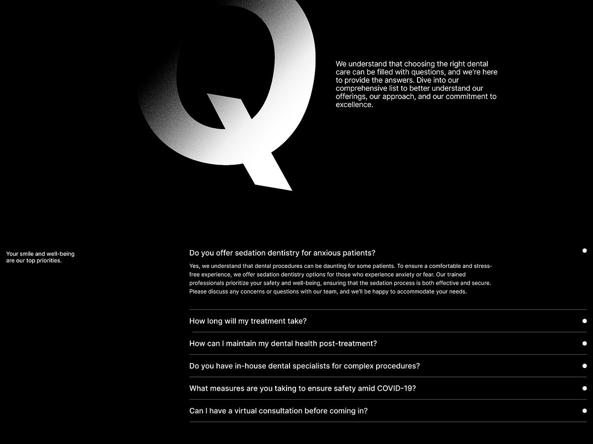 Dental Clinic Website Design - Creative FAQ Section Image 0