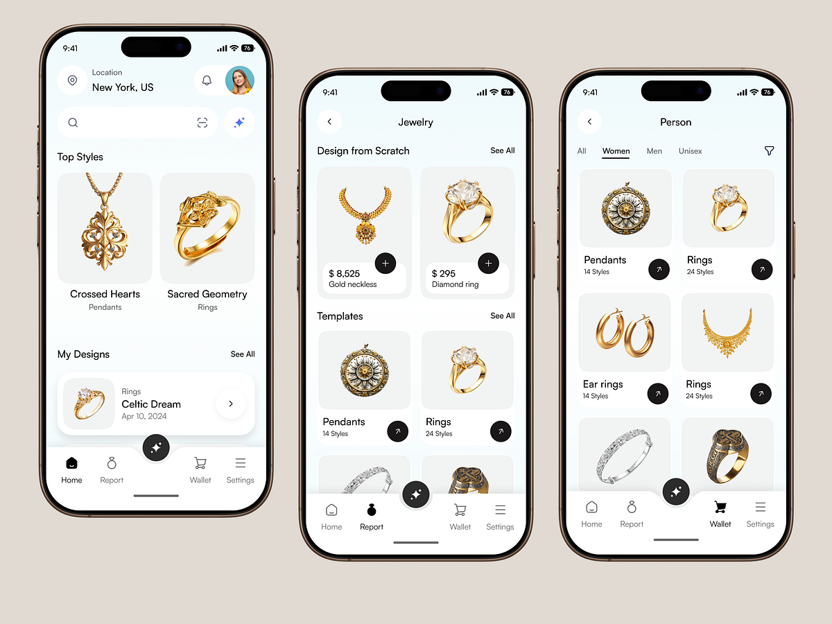 AI Jewelry Design & Shopping App | Premium Mobile UI UX Image 0