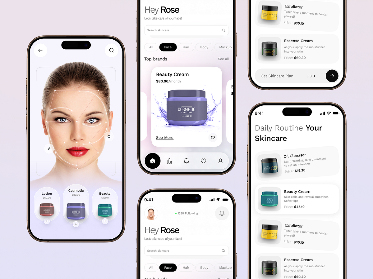AI Beauty & Skincare App | Modern Mobile UI UX Design