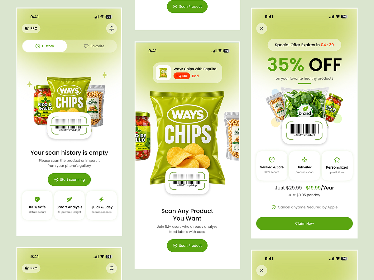 AI Food Analysis App | Smart Product Scanner UI UX Design Image 0