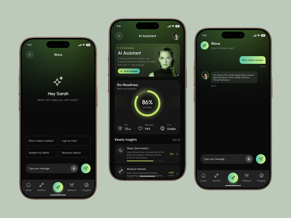AI Wellness App Personalized Fitness, Nutrition & Recovery UI UX Image 0