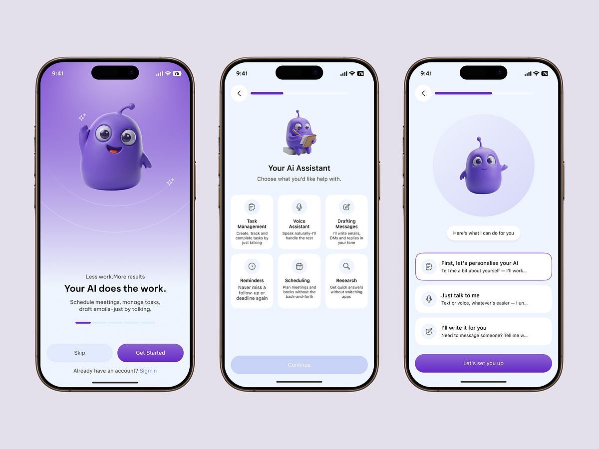 AI Personal Assistant App Smart Tasks Voice & Productivity UI UX Image 0