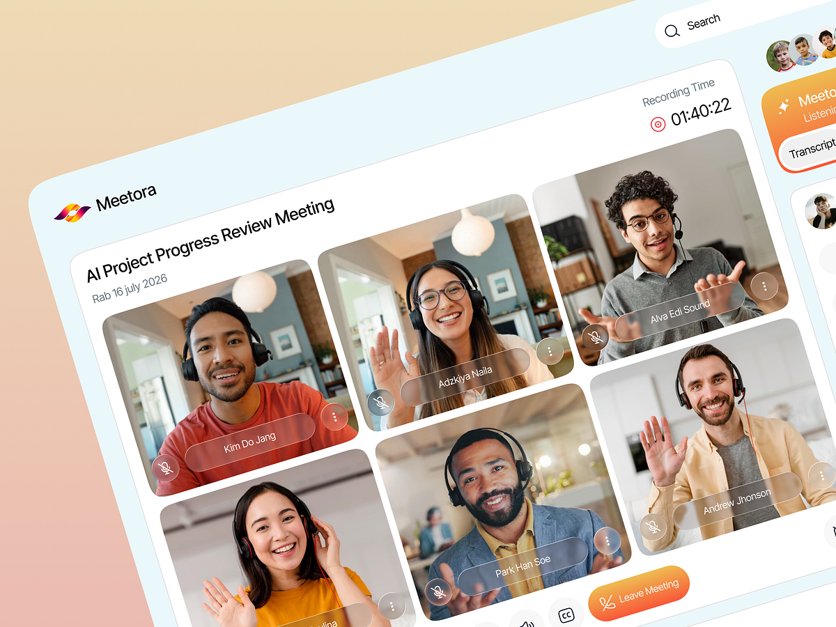 AI Meeting Assistant Dashboard | Smart Insights Productivity UI Image 1