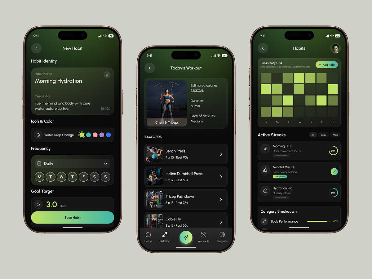 AI Fitness App UI/UX Design | Smart Workout & Habit Tracking Image 0