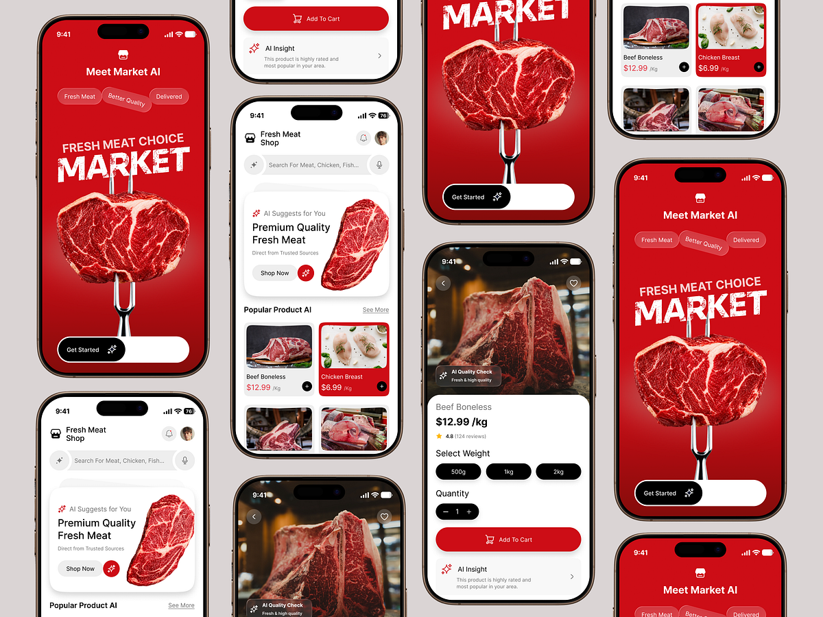 AI Food Marketplace App UI/UX Design | Meat Shopping & Delivery Image 0