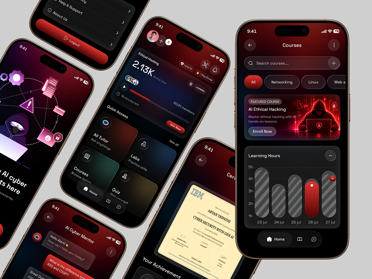 AI Cybersecurity Training App | Mobile UI Design Image 0