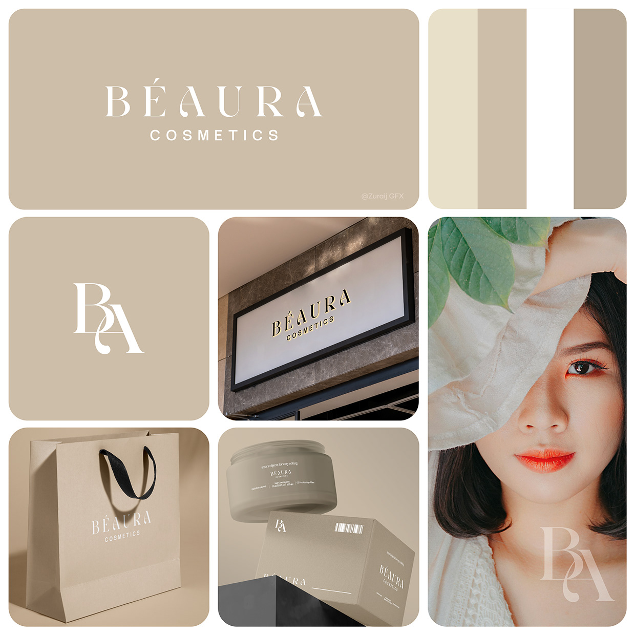 BeAura | Beauty Cosmetic Brand Logo Branding Image 1