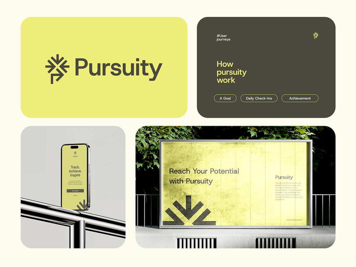 Logo, Goals, Achievement, Growth, Track, Community, P logo