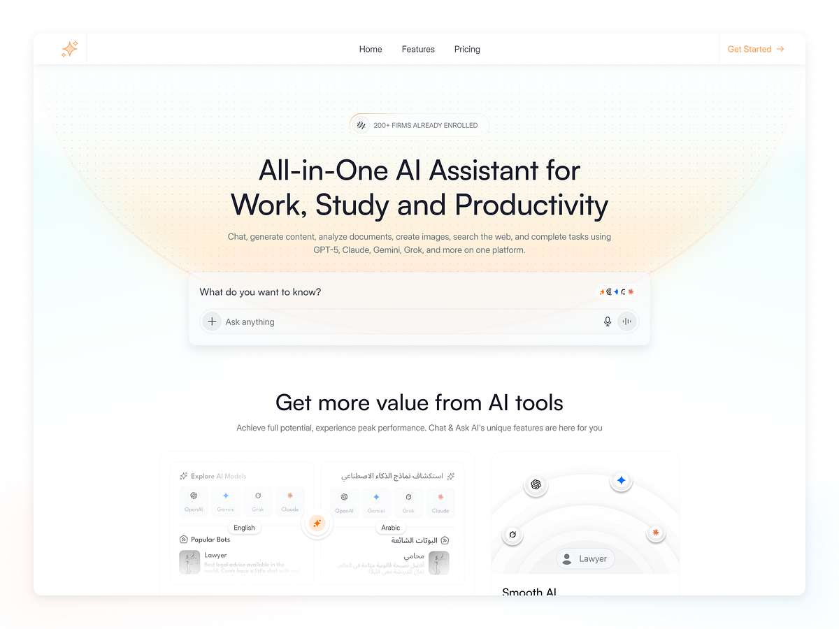AI assistant Landing page