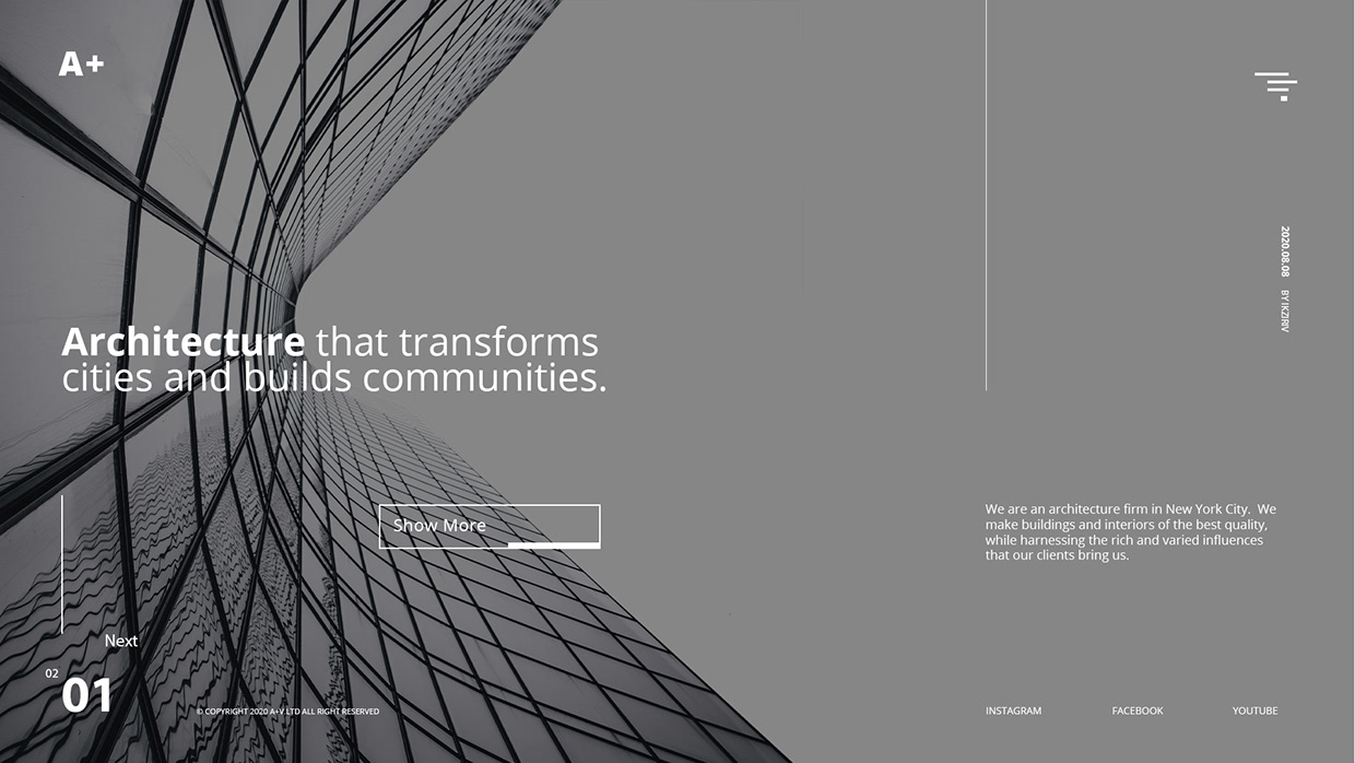 A+Architecture - Minimalist Website Design for Modern