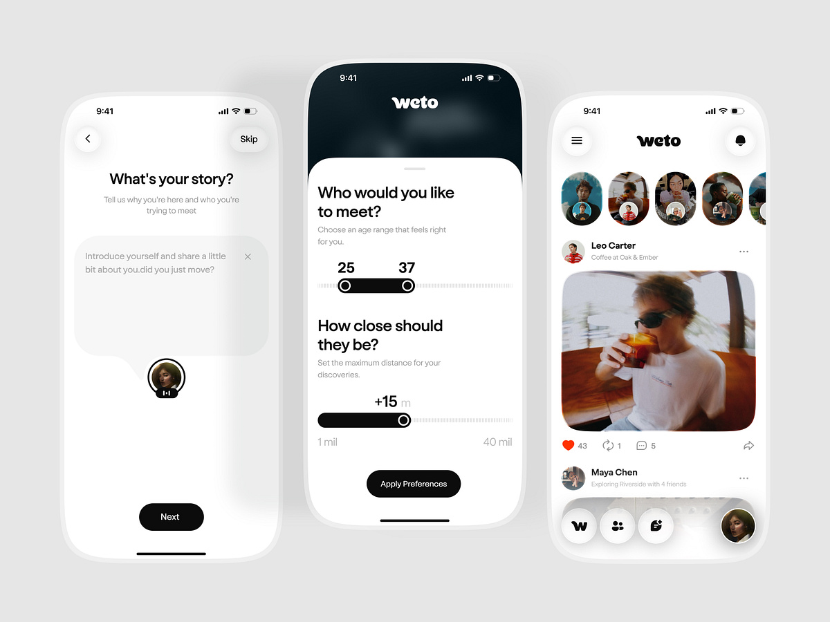 Weto – Modern Social Discovery & Dating App Design
