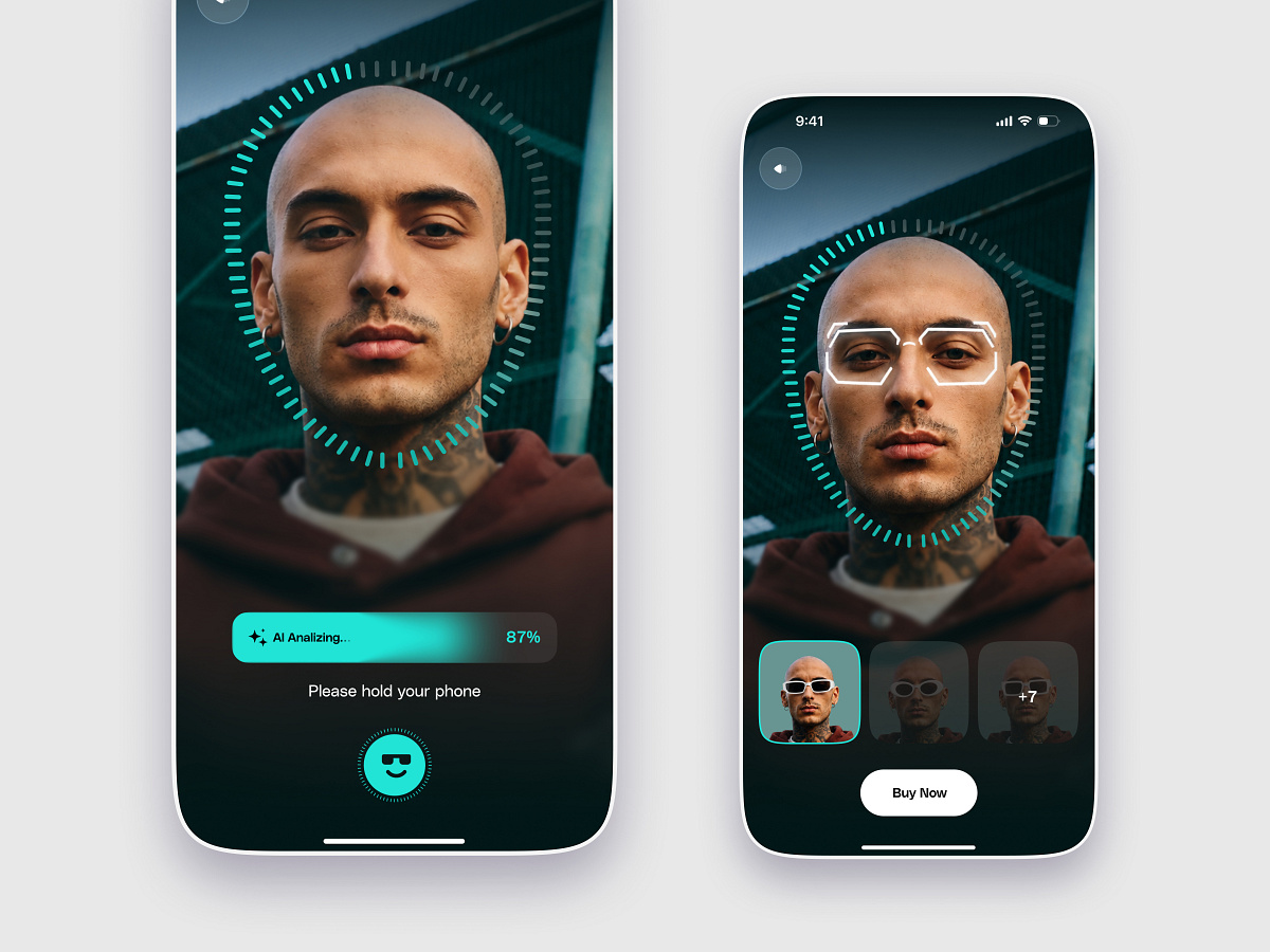 AI Eyewear Shopping Experience App Design