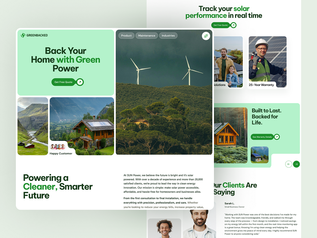 Green Energy Landing Page – Clean & Sustainable UI Design