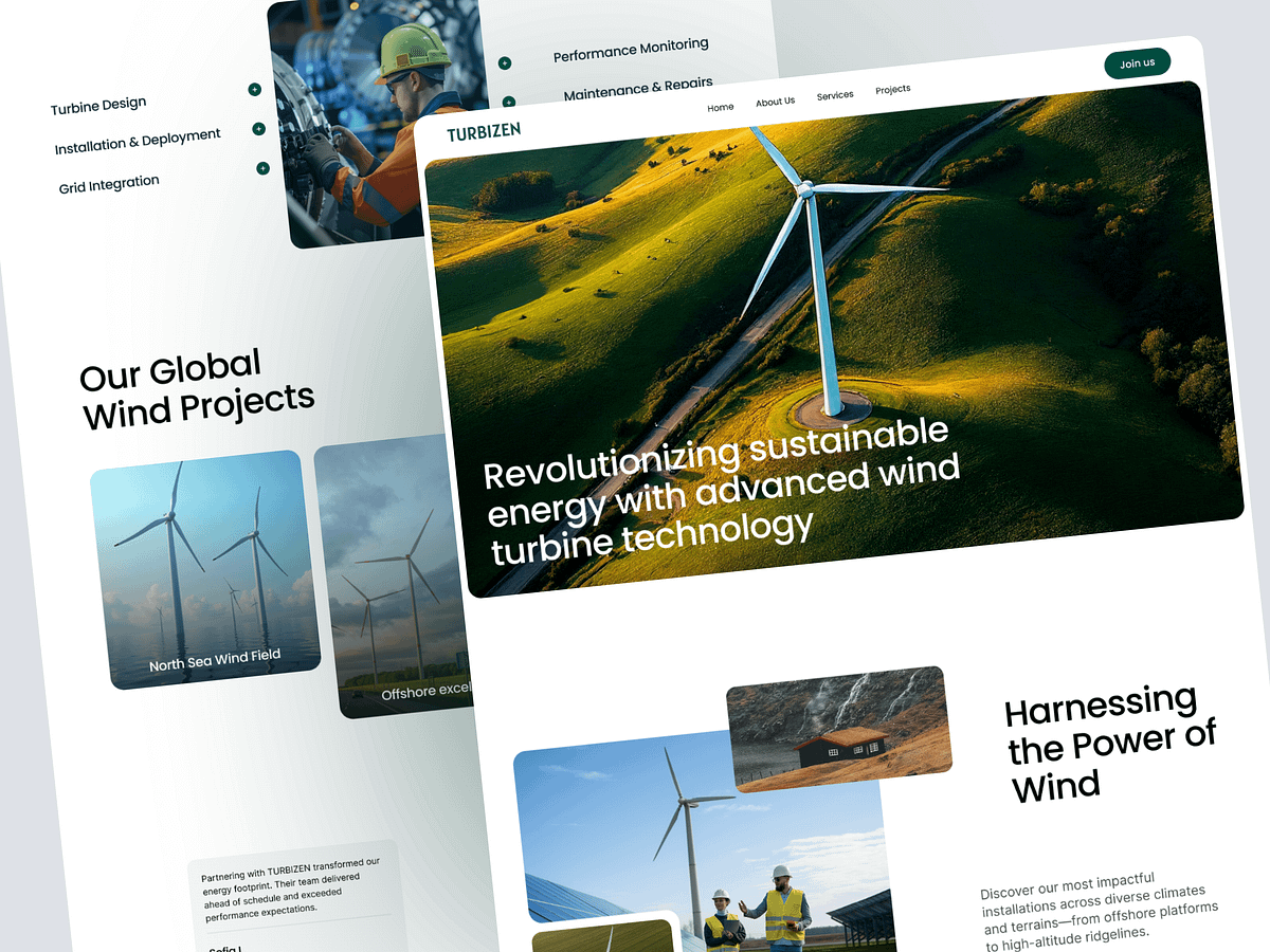 Turbizen – Sustainable Wind Energy Landing Page Design⚡