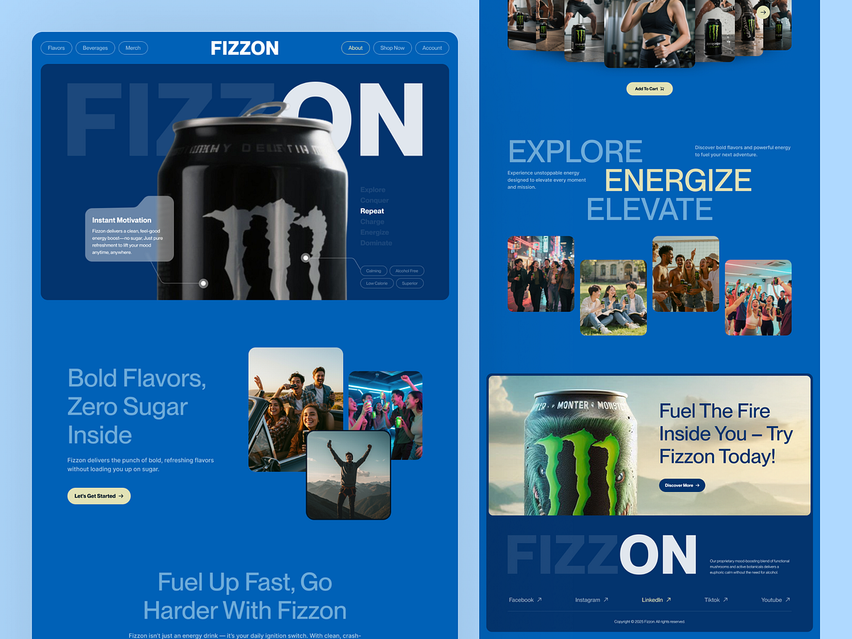 Fizzon – Bold Energy Drink Landing Page Design